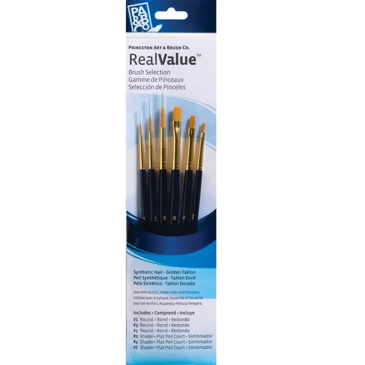 Princeton™ RealValue™ Golden Taklon Brush Set With Rounds & Shaders